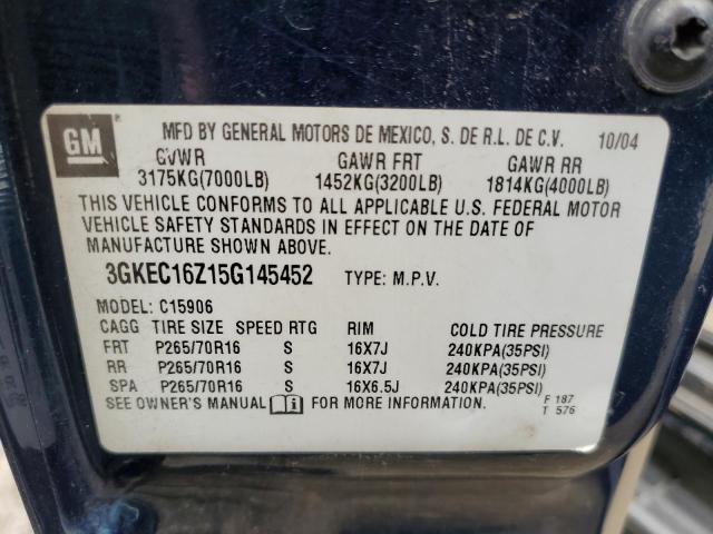 3GKEC16Z15G145452 - 2005 GMC YUKON XL C1500 BLUE photo 13