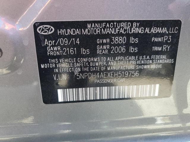 5NPDH4AEXEH519756 - 2014 HYUNDAI ELANTRA SE GRAY photo 12