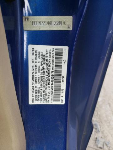 1HGEM22144L038476 - 2004 HONDA CIVIC DX VP Mavi foto 12
