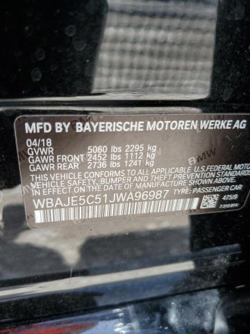WBAJE5C51JWA96987 - 2018 BMW 540 I BLACK photo 13