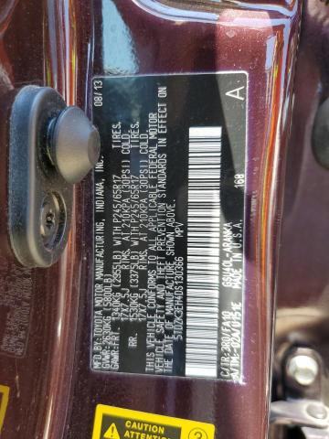 5TDZK3EH4DS130366 - 2013 TOYOTA HIGHLANDER BASE BURGUNDY photo 12