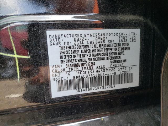 3N1AB8BV1RY317264 - 2024 NISSAN SENTRA S BLACK photo 12