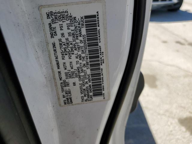 5TBBT4417YS026655 - 2000 TOYOTA TUNDRA ACCESS CAB WHITE photo 12