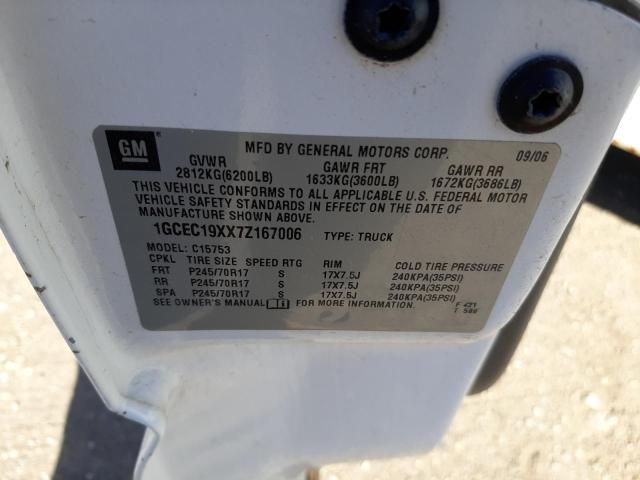 1GCEC19XX7Z167006 - 2007 CHEVROLET SILVERADO C1500 CLASSIC WHITE photo 10