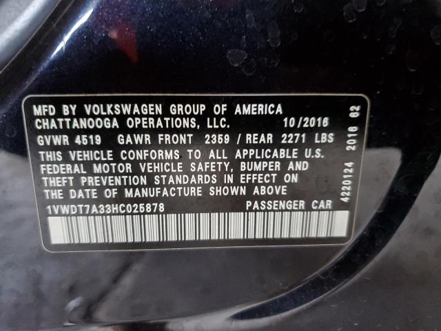 1VWDT7A33HC025878 - 2017 VOLKSWAGEN PASSAT R-LINE Schwarz Foto 13