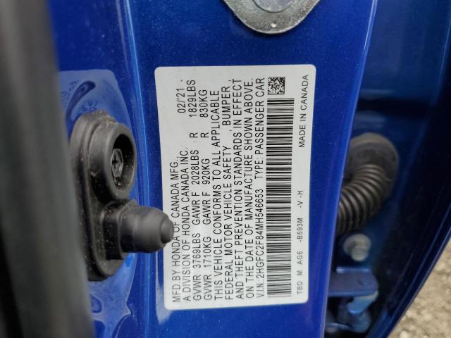 2HGFC2F84MH546653 - 2021 HONDA CIVIC SPORT 蓝色 照片 13