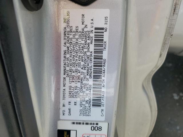 5TEUU42N06Z164458 - 2006 TOYOTA TACOMA ACCESS CAB ვერცხლისფერი ფოტო 12