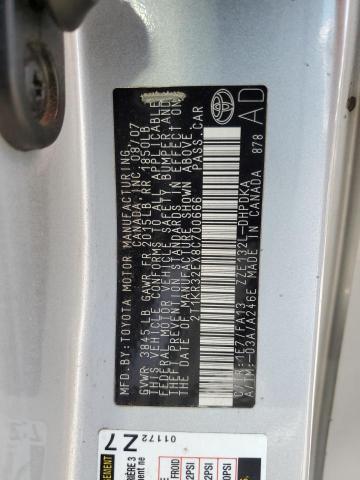 2T1KR32EX8C700666 - 2008 TOYOTA COROLLA MA XR SILVER photo 12