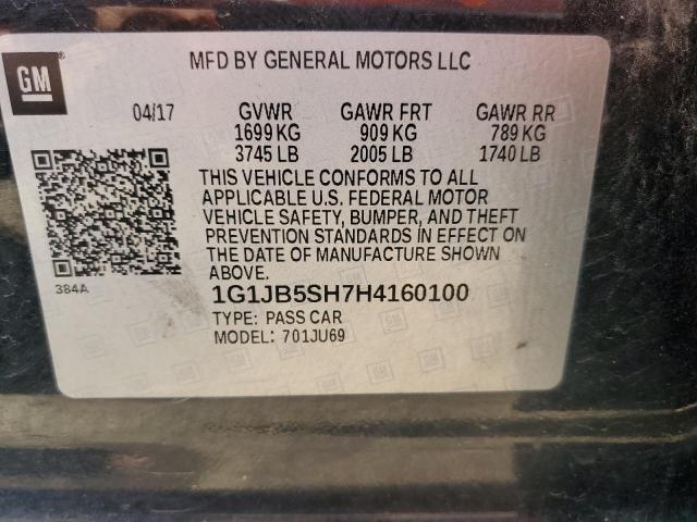 1G1JB5SH7H4160100 - 2017 CHEVROLET SONIC LS BLACK photo 10