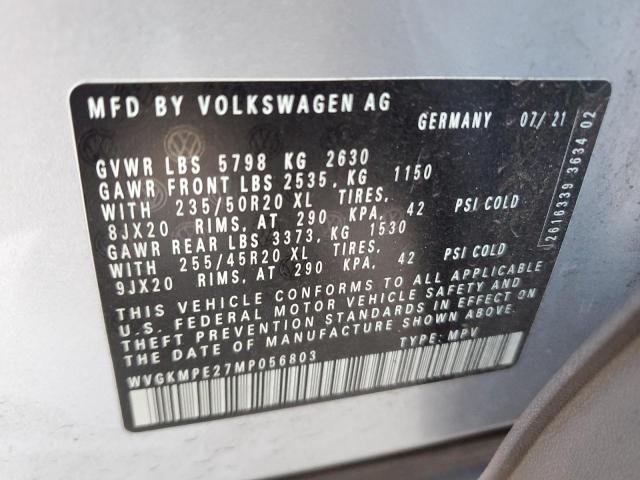 WVGKMPE27MP056803 - 2021 VOLKSWAGEN ID.4 PRO S SILVER photo 12