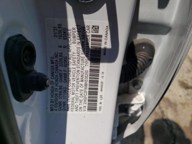 2HGFC2F89MH536250 - 2021 HONDA CIVIC SPORT 白色 照片 12