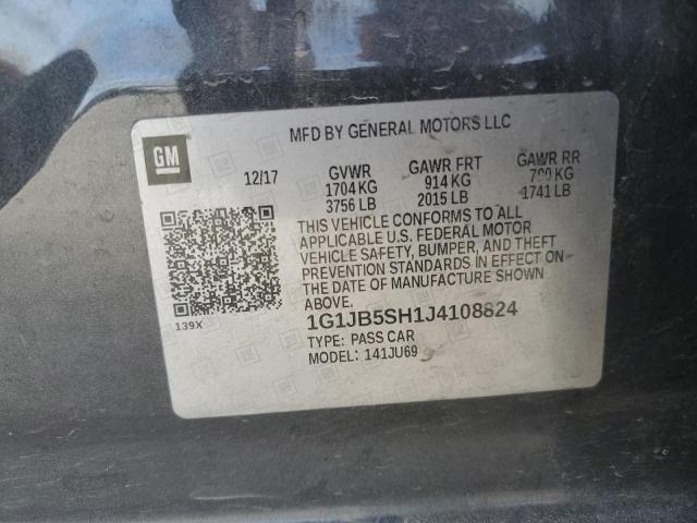 1G1JB5SH1J4108824 - 2018 CHEVROLET SONIC LS GRAY photo 12