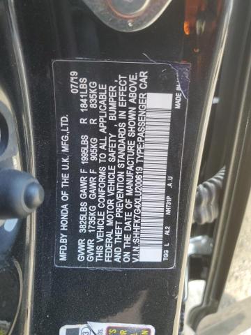 SHHFK7G4XLU200619 - 2020 HONDA CIVIC SPORT 黑色 照片 13