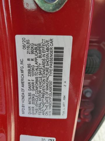 1HGCV1F33LA087057 - 2020 HONDA ACCORD SPORT RED photo 12