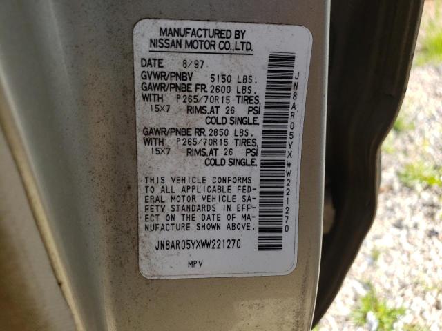 JN8AR05YXWW221270 - 1998 NISSAN PATHFINDER LE GOLD photo 13