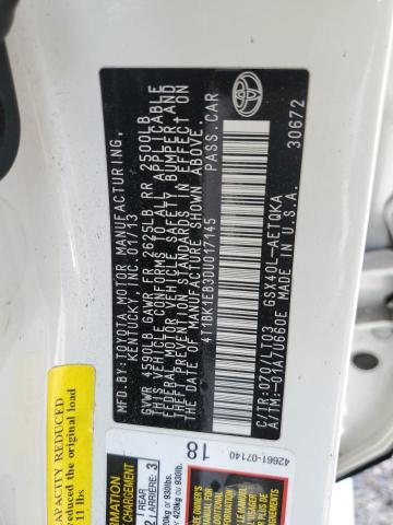 4T1BK1EB3DU017145 - 2013 TOYOTA AVALON BASE 白色 照片 13