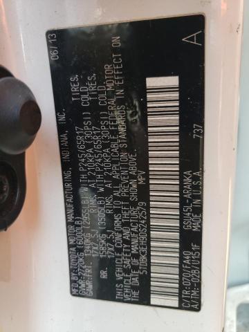 5TDBK3EH9DS242579 - 2013 TOYOTA HIGHLANDER BASE Blanc photo 10