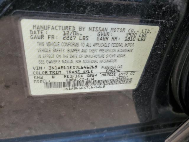 3N1AB61EX7L646268 - 2007 NISSAN SENTRA 4D 2.0 BLACK photo 12