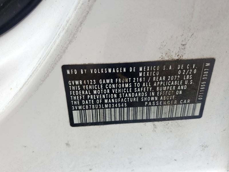 3VWCB7BU3LM034545 - 2020 VOLKSWAGEN JETTA S WHITE photo 12