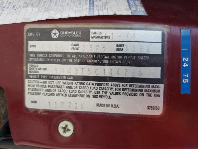 YM43T5C144786 - 1975 CHRYSLER IMPERIAL MAROON photo 12
