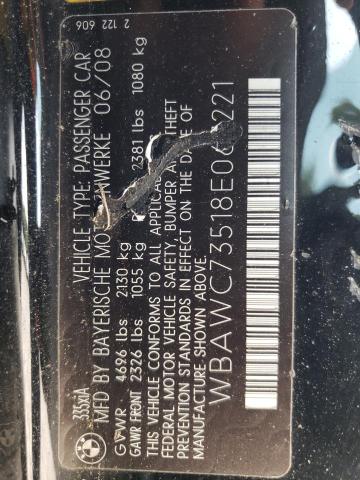 WBAWC73518E067221 - 2008 BMW X1 XI BLACK photo 12