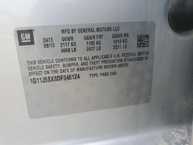 1G11J5SX8DF346124 - 2013 CHEVROLET MALIBU LTZ 银色 照片 12