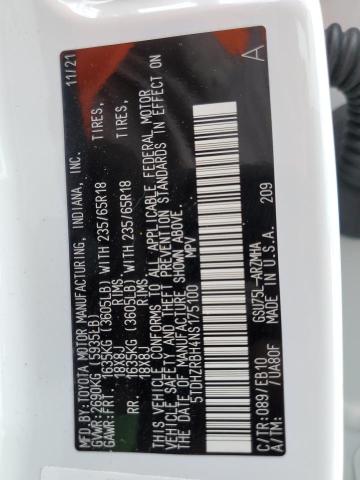 5TDHZRBH4NS175100 - 2022 TOYOTA HIGHLANDER XLE Սպիտակ լուսանկար 14