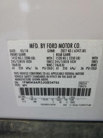 1FM5K8AR3JGB34792 - 2018 FORD EXPLORER POLICE INTERCEPTOR WHITE photo 13