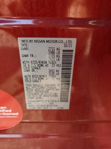 5N1AR2MM7FC717663 - 2015 NISSAN PATHFINDER S RED photo 14