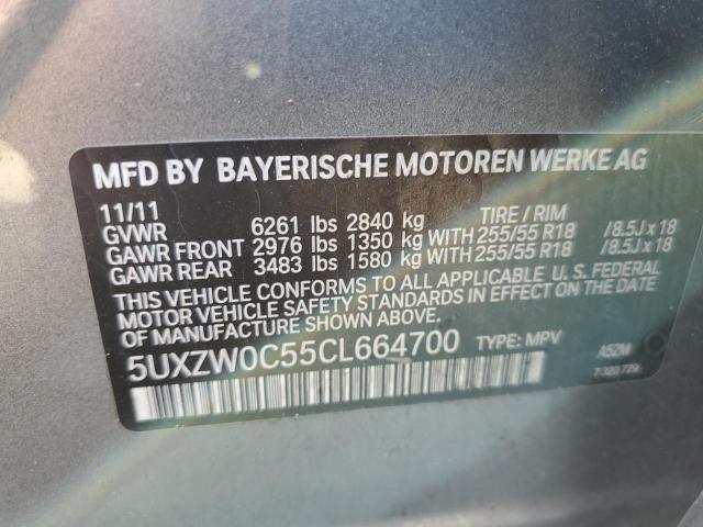 5UXZW0C55CL664700 - 2012 BMW X5 XDRIVE35D GRAY photo 14