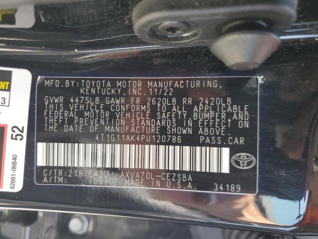 4T1G11AK4PU120786 - 2023 TOYOTA CAMRY SE NIGHT SHADE BLACK photo 12