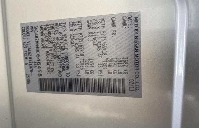 5N1AR2MN4DC646458 - 2013 NISSAN PATHFINDER S SILVER photo 10