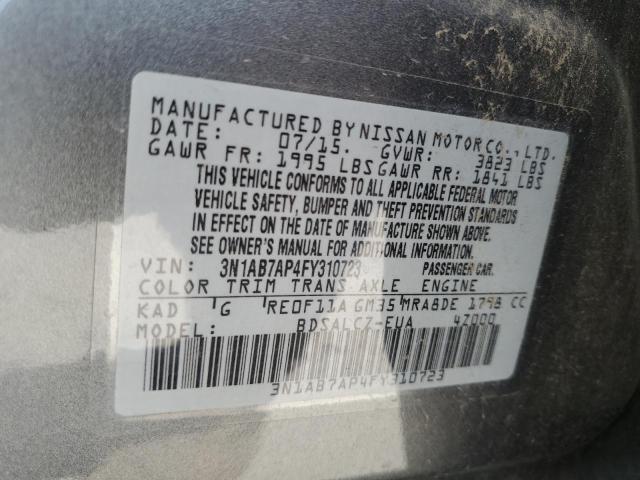 3N1AB7AP4FY310723 - 2015 NISSAN SENTRA S GRAY photo 12