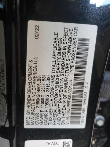 19UUB5F43NA001004 - 2022 ACURA TLX TECHNOLOGY BLACK photo 12