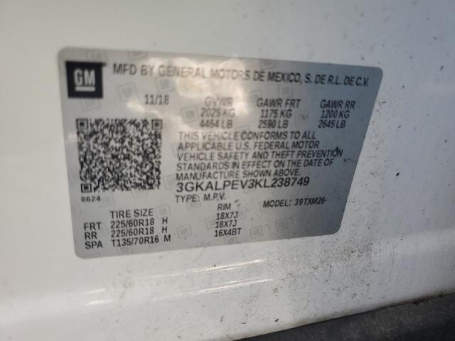 3GKALPEV3KL238749 - 2019 GMC TERRAIN SLT WHITE photo 13