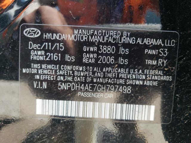 5NPDH4AE7GH797498 - 2016 HYUNDAI ELANTRA SE BLACK photo 12