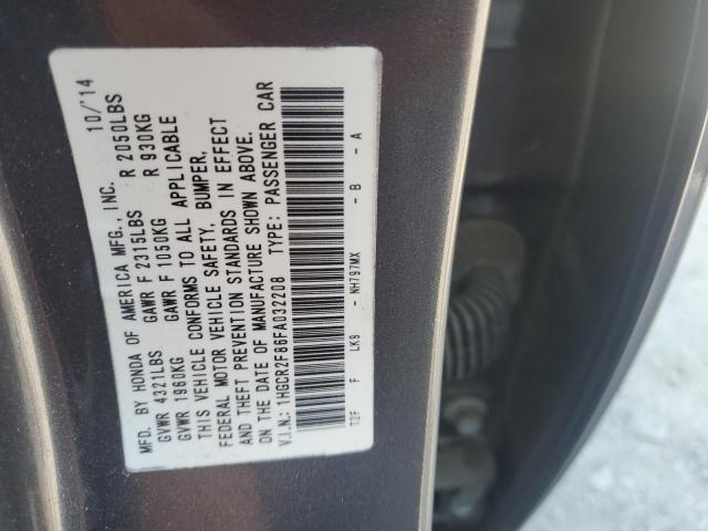 1HGCR2F86FA032208 - 2015 HONDA ACCORD EXL 灰色 照片 12