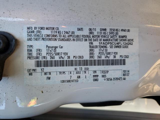 1FADP5CU4FL124262 - 2015 FORD C-MAX PREMIUM SEL WHITE photo 12