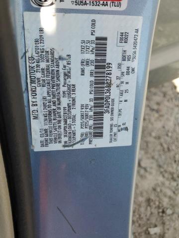 3FADP0L36BR278199 - 2011 FORD FUSION HYBRID BLUE photo 12