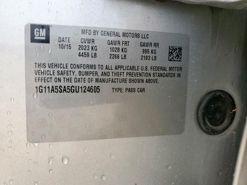 1G11A5SA5GU124605 - 2016 CHEVROLET MALIBU LIM LS 银色 照片 12