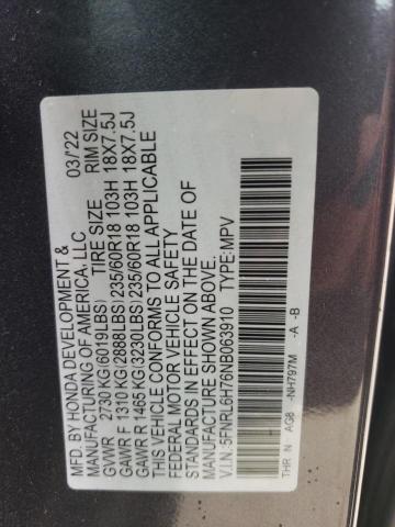 5FNRL6H76NB063910 - 2022 HONDA ODYSSEY EXL Grau Foto 13