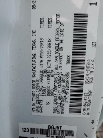 5TFCY5F18MX028256 - 2021 TOYOTA TUNDRA DOUBLE CAB SR/SR5 WHITE photo 12