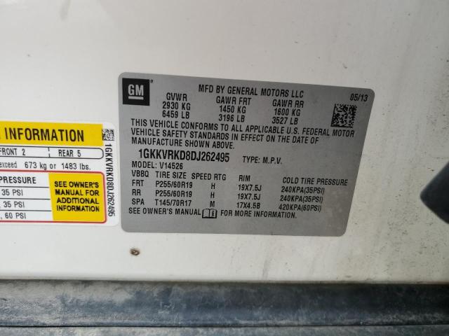 1GKKVRKD8DJ262495 - 2013 GMC ACADIA SLT-1 白色 照片 14