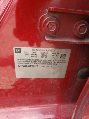 1G11G5SXXDF195379 - 2013 CHEVROLET MALIBU 3LT წითელი ფოტო 12