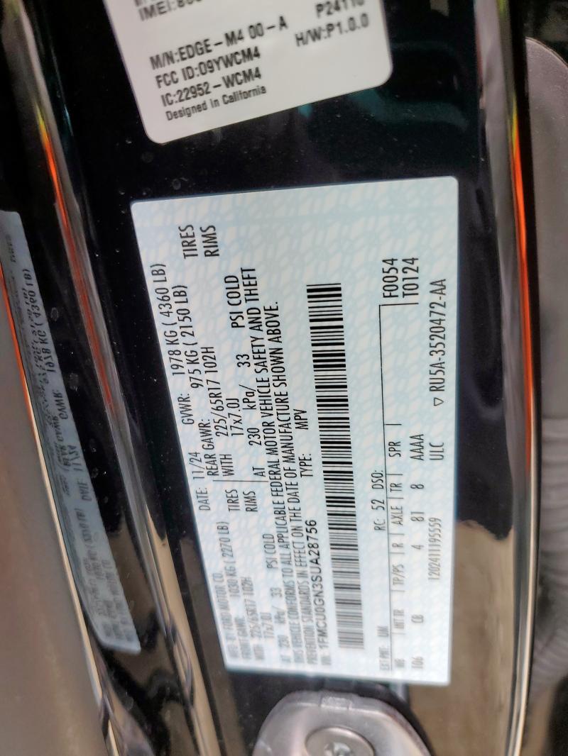 1FMCU0GN3SUA28756 - 2025 FORD ESCAPE ACTIVE შავი ფოტო 13