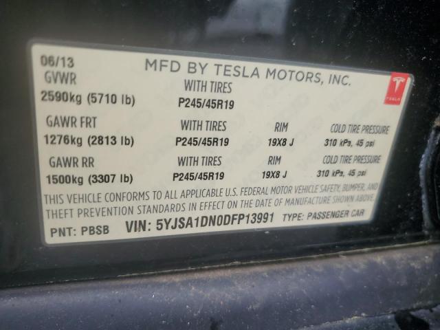 5YJSA1DN0DFP13991 - 2013 TESLA MODEL S BLACK photo 12