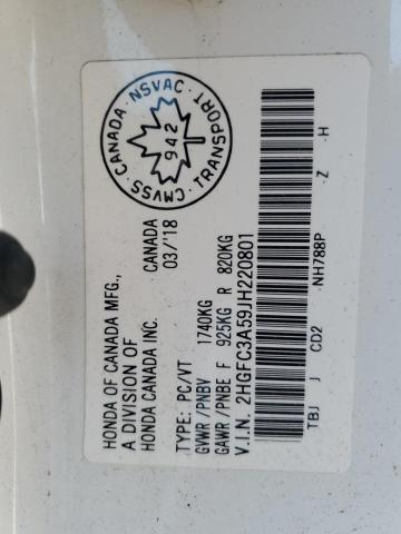 2HGFC3A59JH220801 - 2018 HONDA CIVIC SI WHITE photo 12