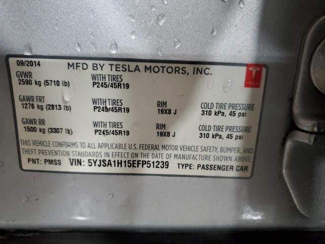 5YJSA1H15EFP51239 - 2014 TESLA MODEL S SILVER photo 12