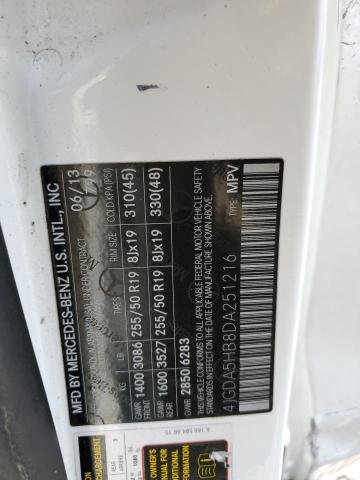 4JGDA5HB8DA251216 - 2013 MERCEDES-BENZ ML 350 4MATIC WHITE photo 13