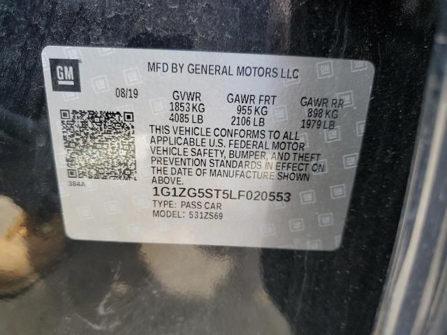 1G1ZG5ST5LF020553 - 2020 CHEVROLET MALIBU RS BLACK photo 12